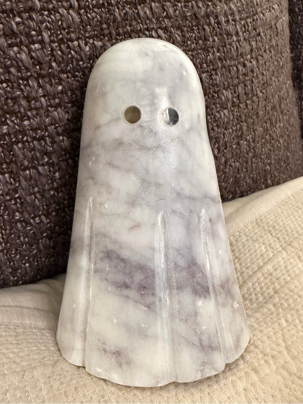 Home Goods Genuine Marble Ghost Figurine - White with Gray Veining Fall Decor